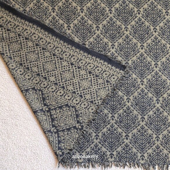 NWOT Wool Scarf Fringe Jacquard Nordstrom BP. Olive Green and Black - Picture 10 of 11